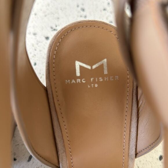 Marc Fisher Vega Women's Taupe Natural Suede Leather Block Heel Sandals Size 11 - Picture 6 of 13